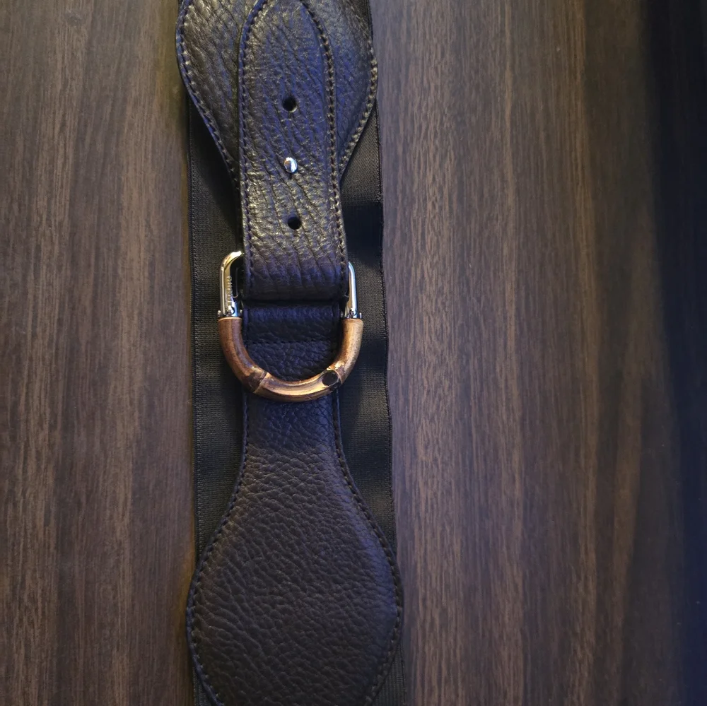 Gucci Tobacco brown bamboo calfskin and fabric belt